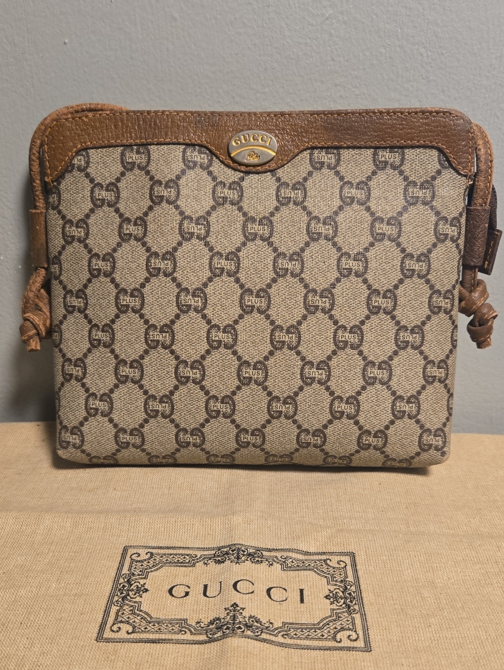 Gucci Plus GG Vintage Tan Monogram Crossbody Bag